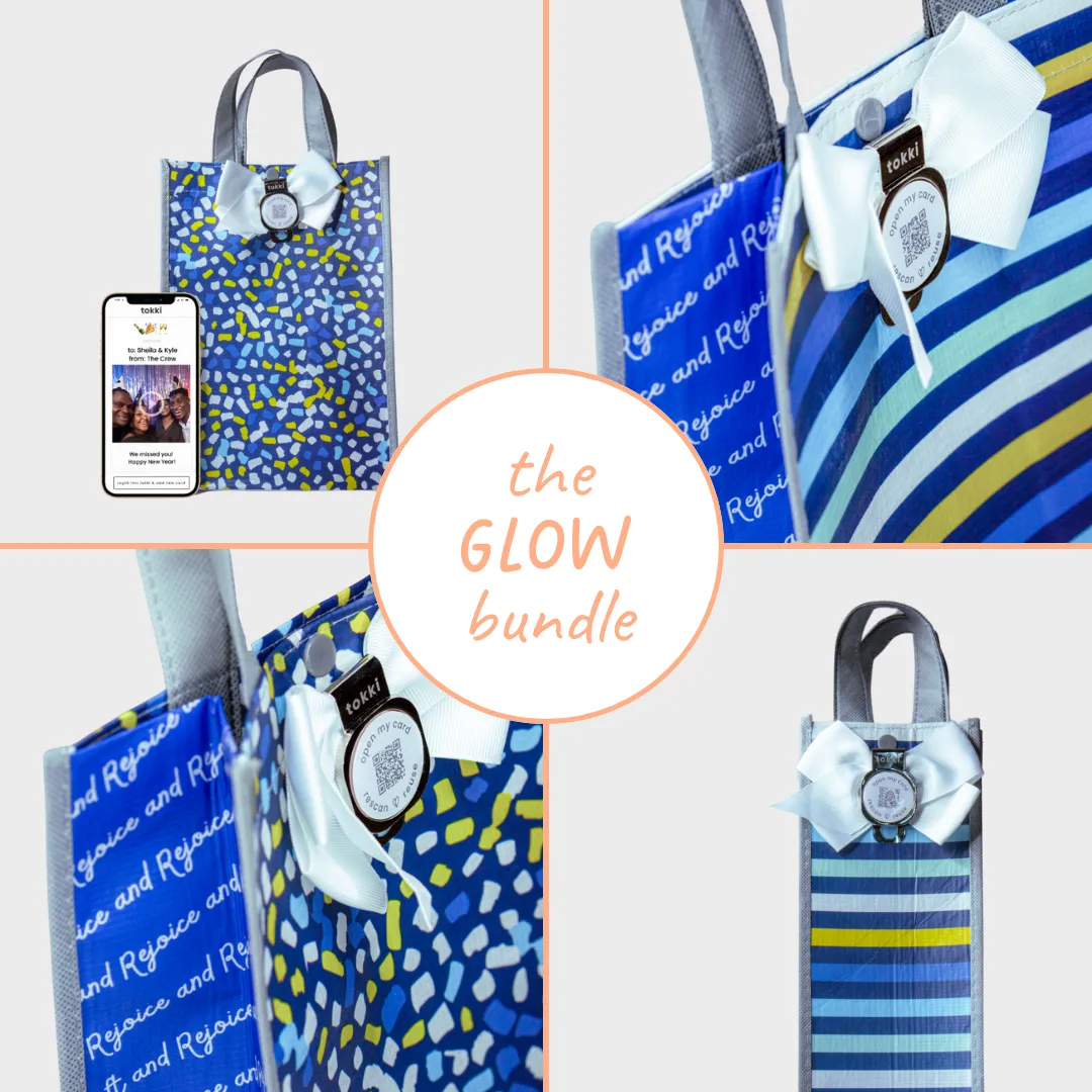 Glow Collection | Reusable Gift Bag   QR Greeting Card Bundle | 9 Pieces