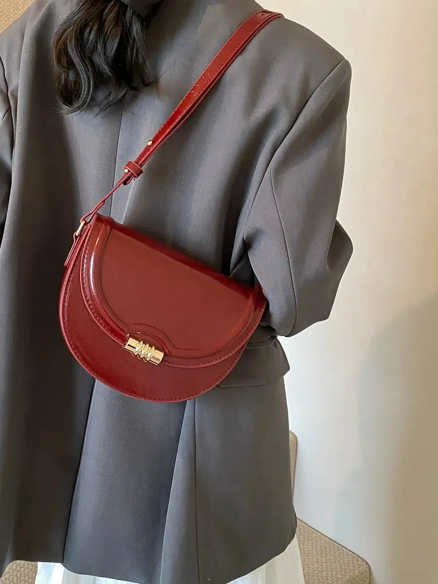 Gold Accent Leather Crossbody Bag