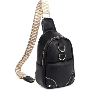 Gold Ring Zipper Sling Fanny Travel Crossbody Bag