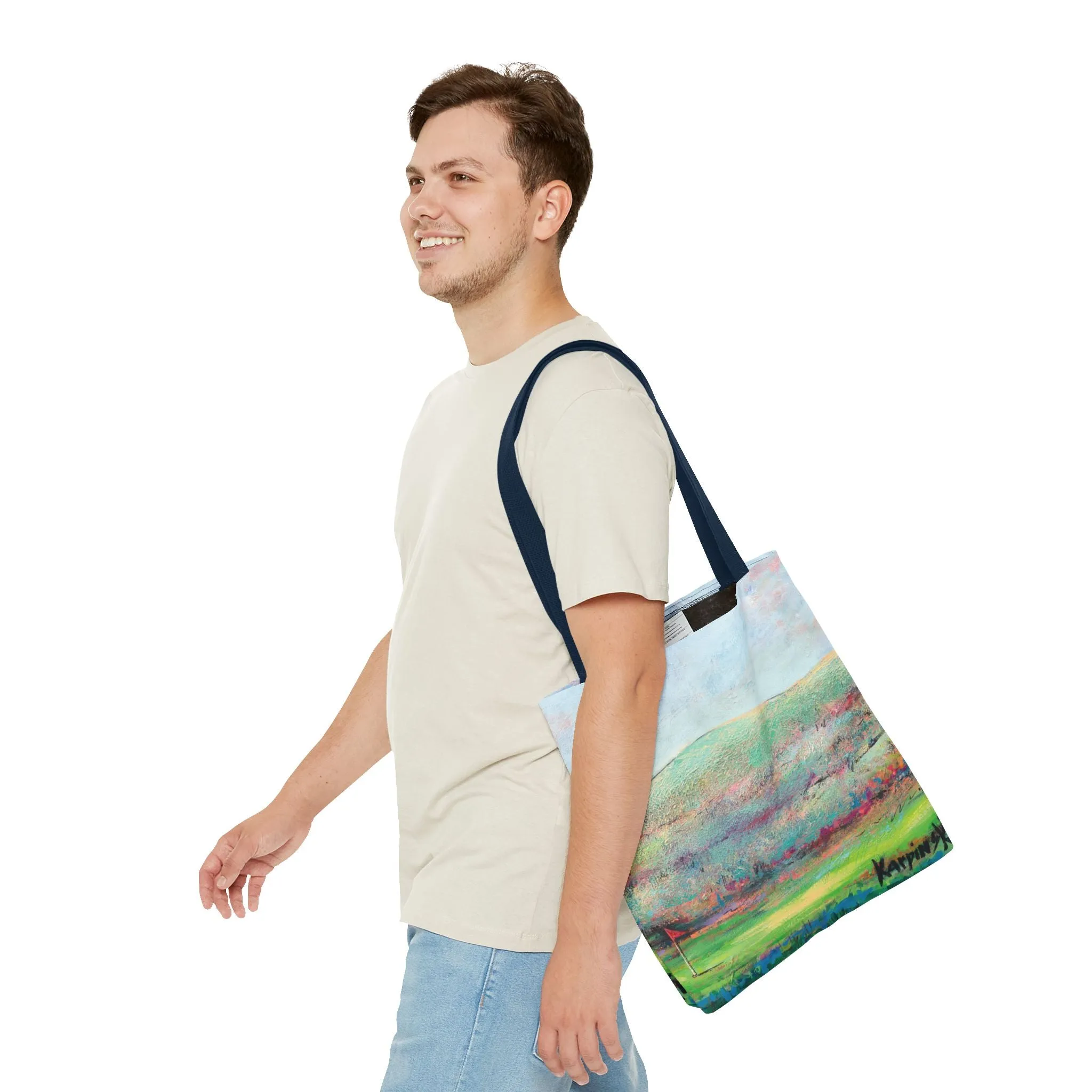 Golf Landscape Canvas Tote Bag - Making the Putt 1 - Leslie Karpinski