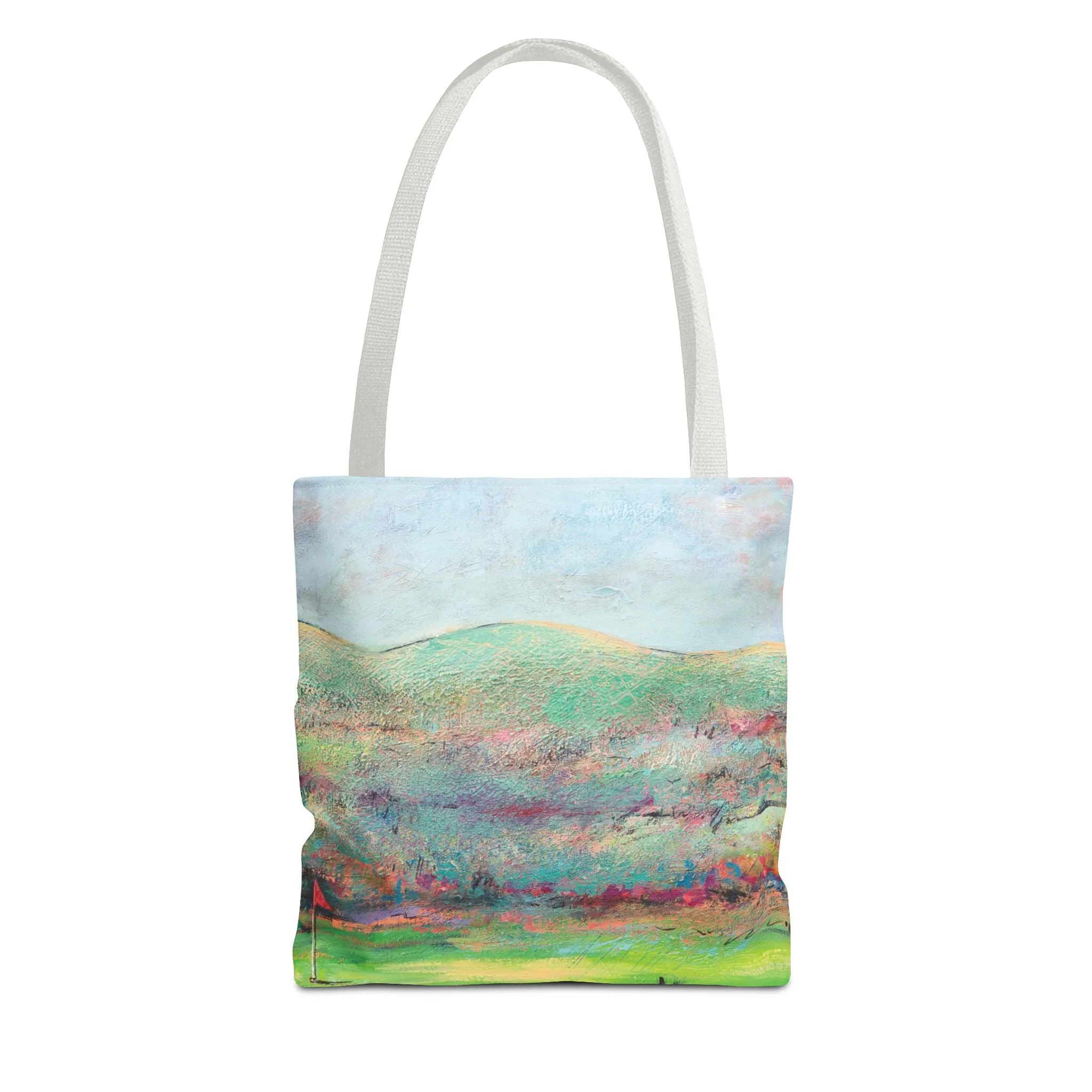 Golf Landscape Canvas Tote Bag - Making the Putt 1 - Leslie Karpinski