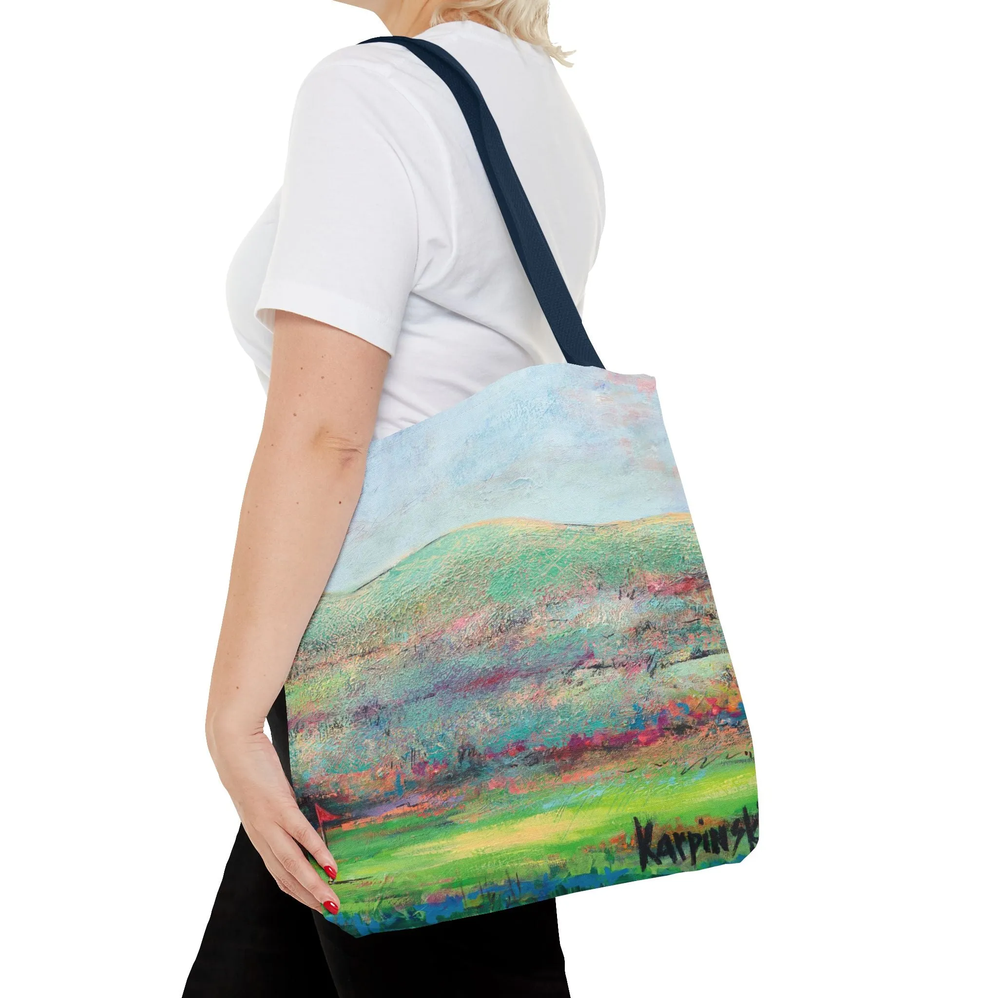 Golf Landscape Canvas Tote Bag - Making the Putt 1 - Leslie Karpinski