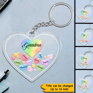 Grandma Mom Hearts In Heart Personalized Acrylic Keychain