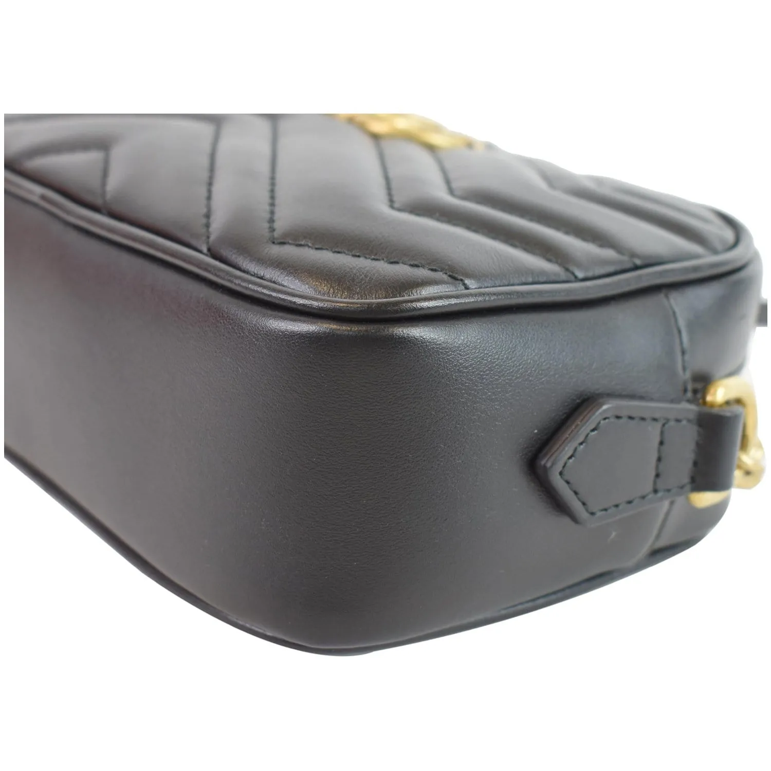 GUCCI GG Marmont Matelasse Mini Leather Shoulder Bag Black 448065