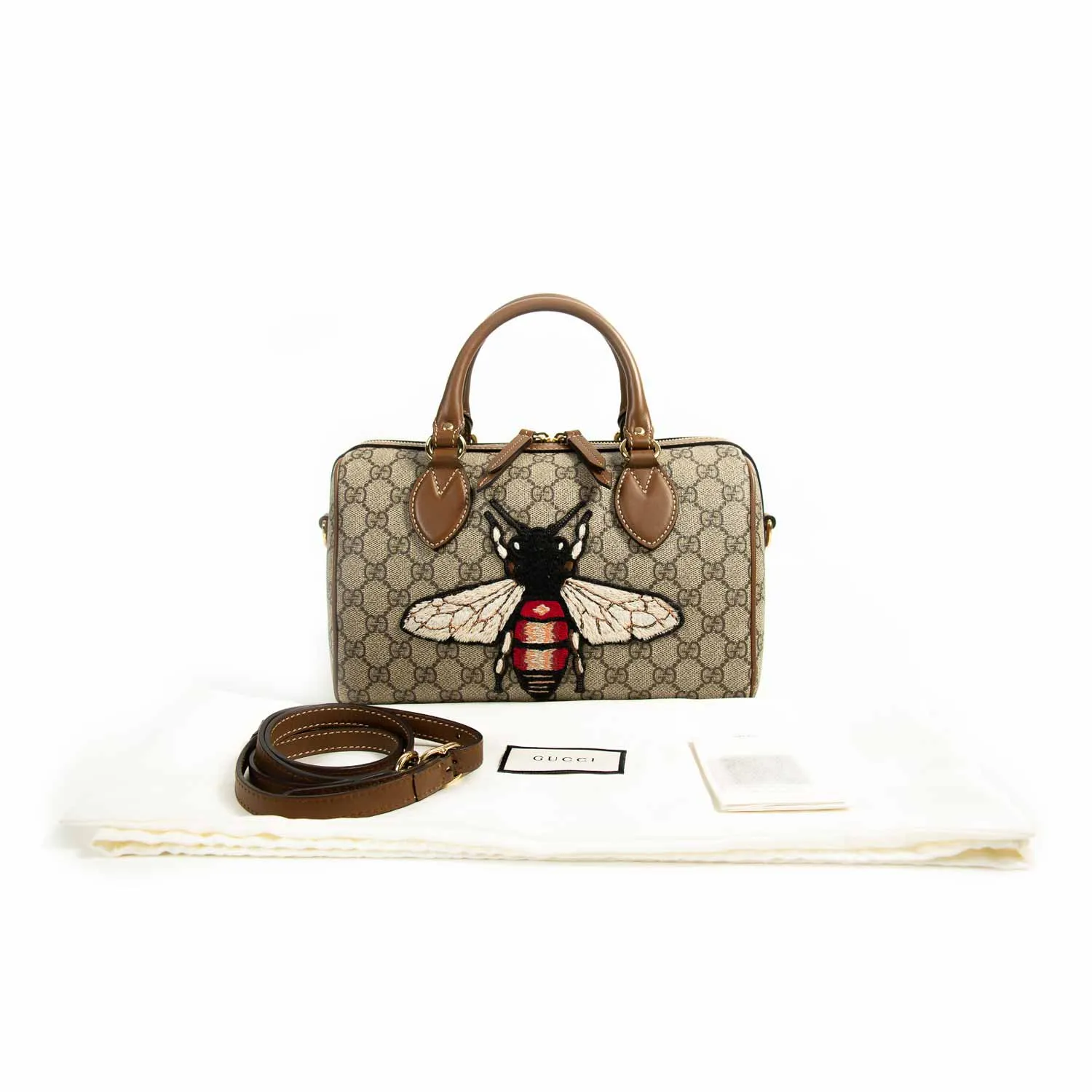 Gucci GG Supreme Embroidered Small Boston Bag