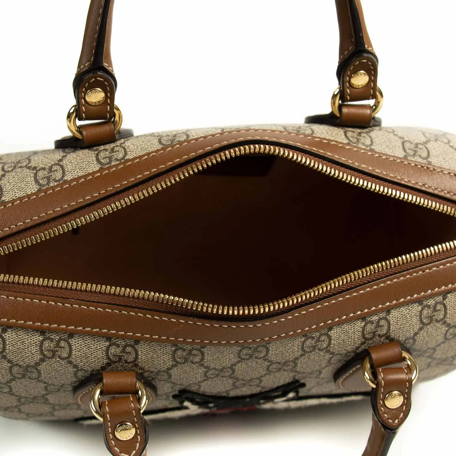 Gucci GG Supreme Embroidered Small Boston Bag