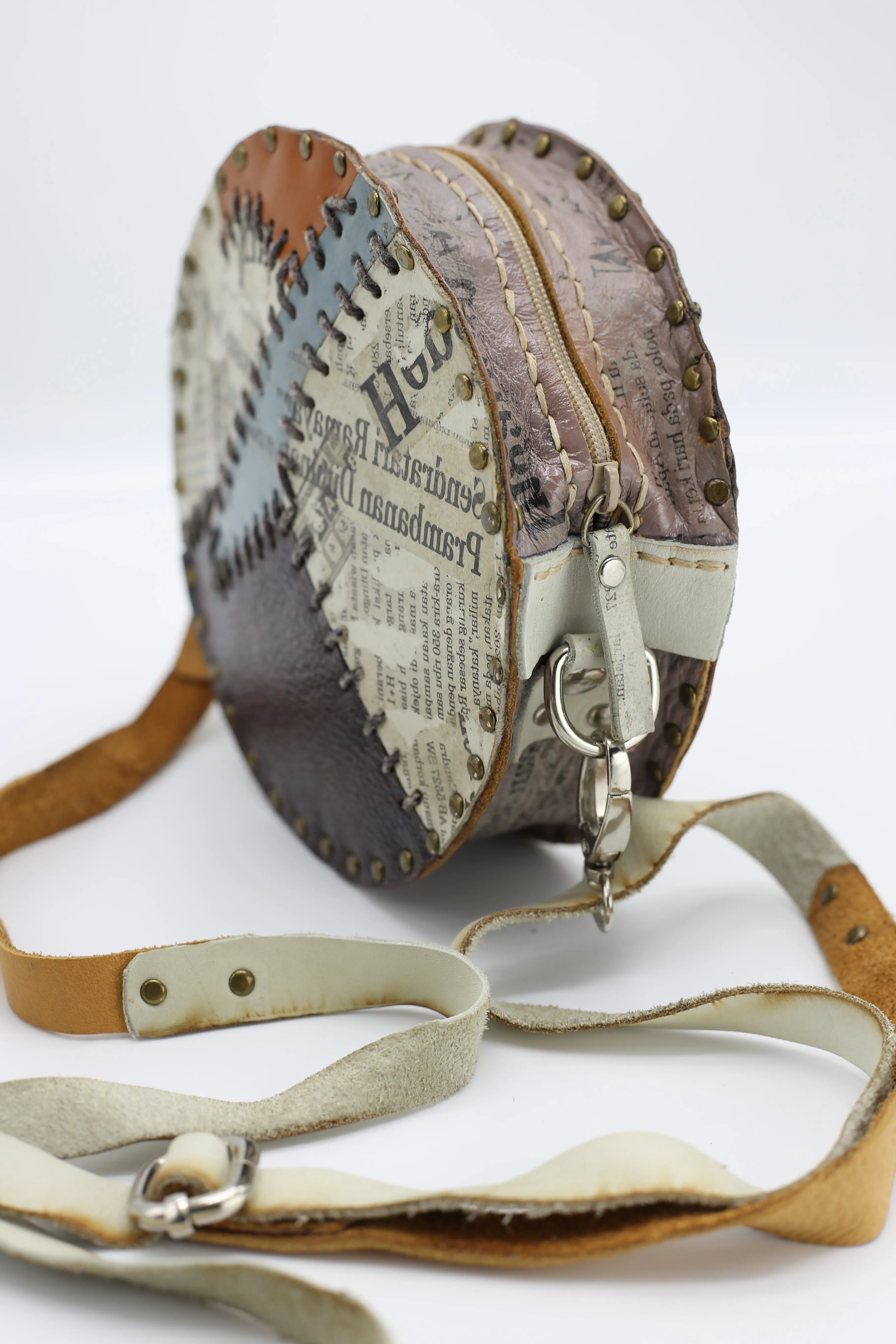 Hand Crafted Small Moon Bag From Recycled Leather