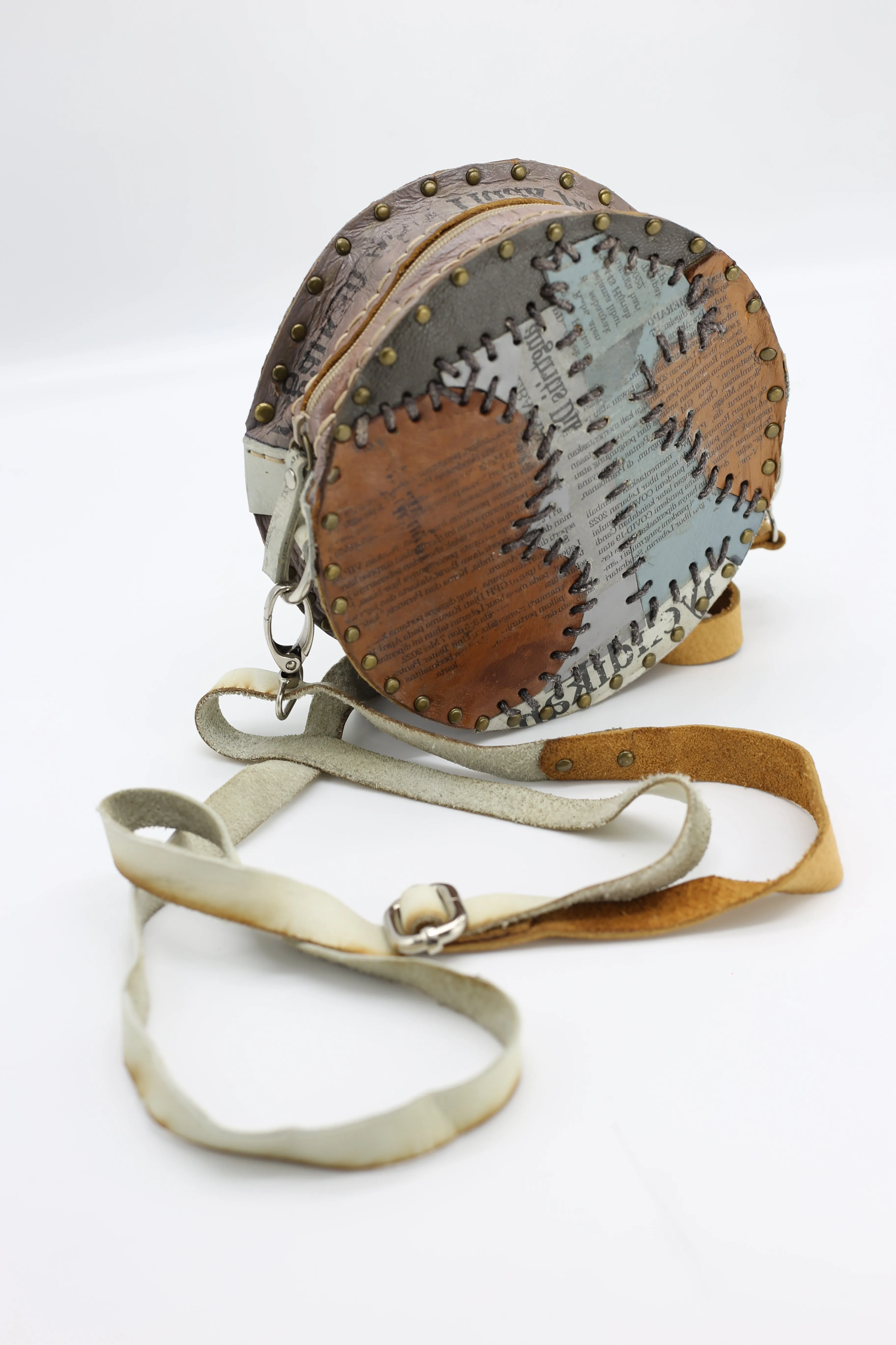 Hand Crafted Small Moon Bag From Recycled Leather