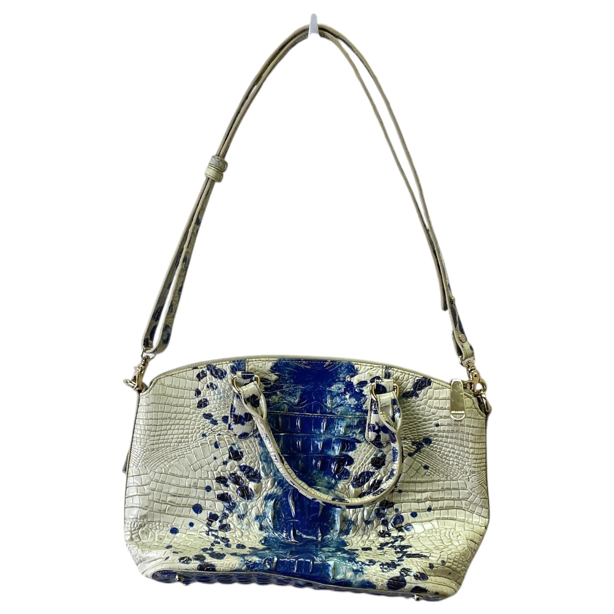 Handbag Designer By Brahmin In Blue & Cream, Size:Large