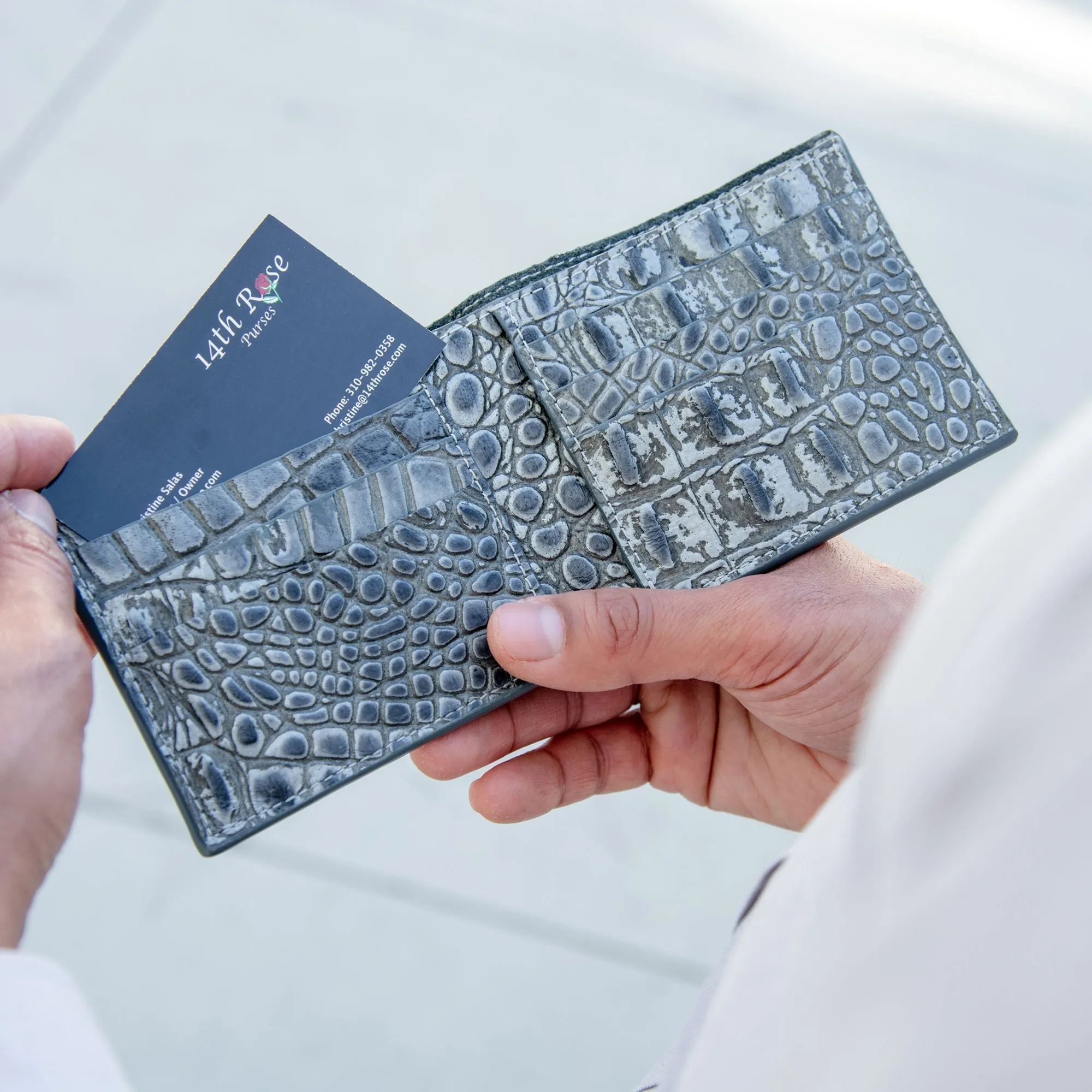 Handcrafted Leather Wallet - Silver Night