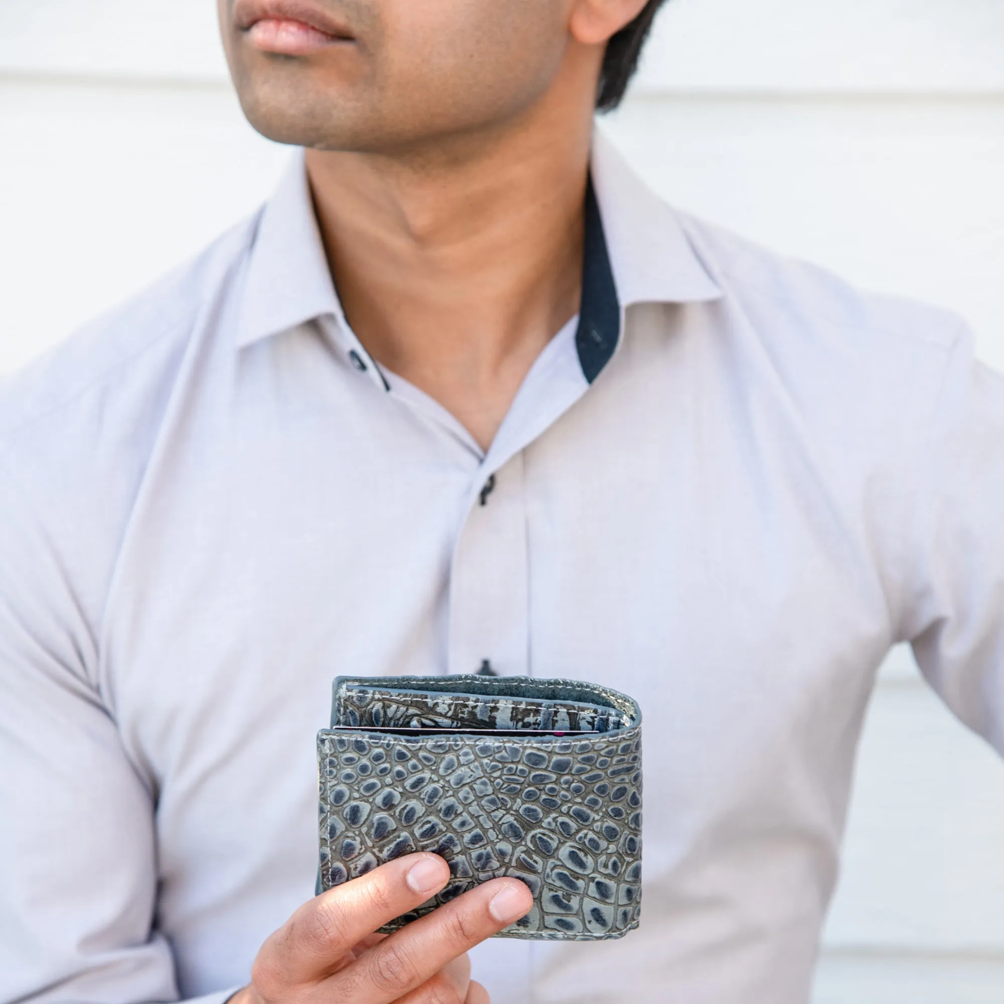 Handcrafted Leather Wallet - Silver Night