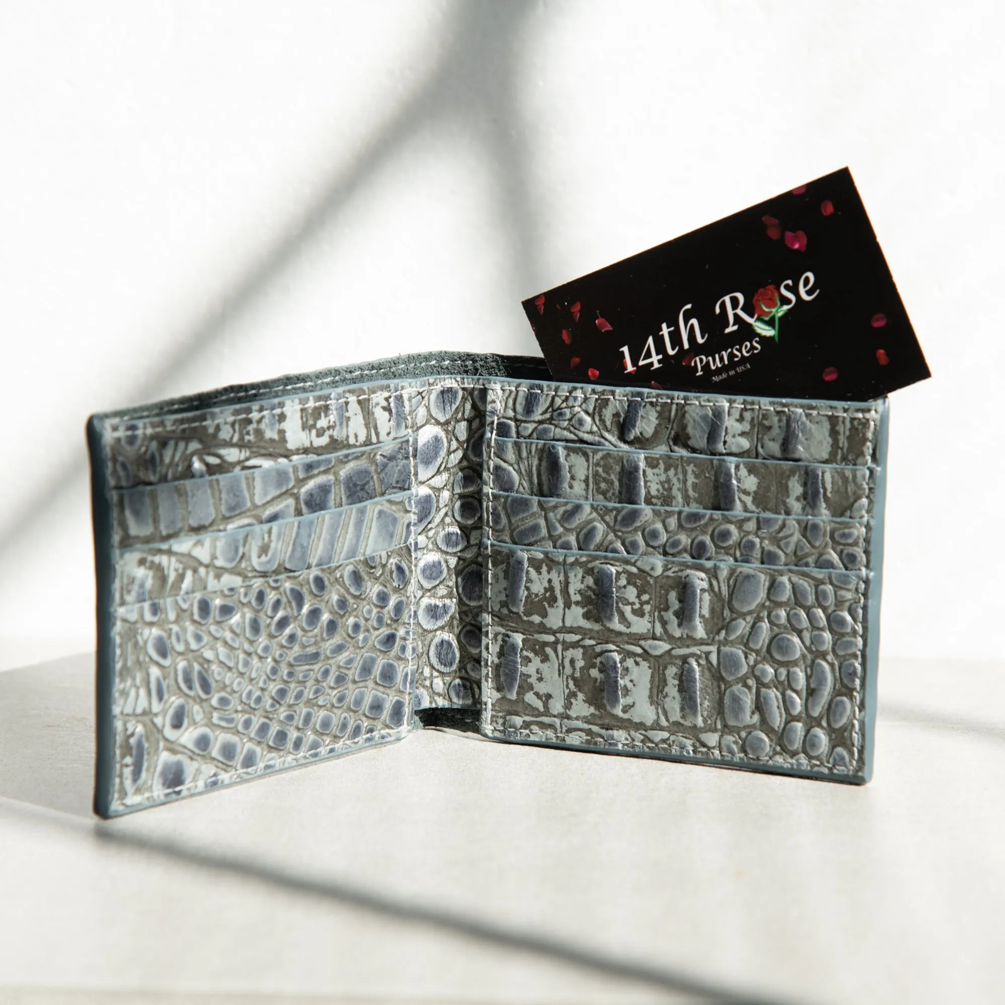 Handcrafted Leather Wallet - Silver Night