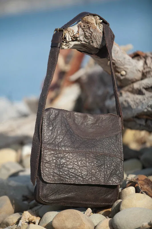 Handmade genuine leather messenger bag, tablet or small laptop bag