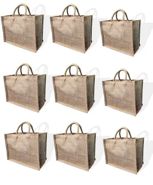 Handmakers Diwali Return Gift Jute Bags 8X10 Inch Pack of 9