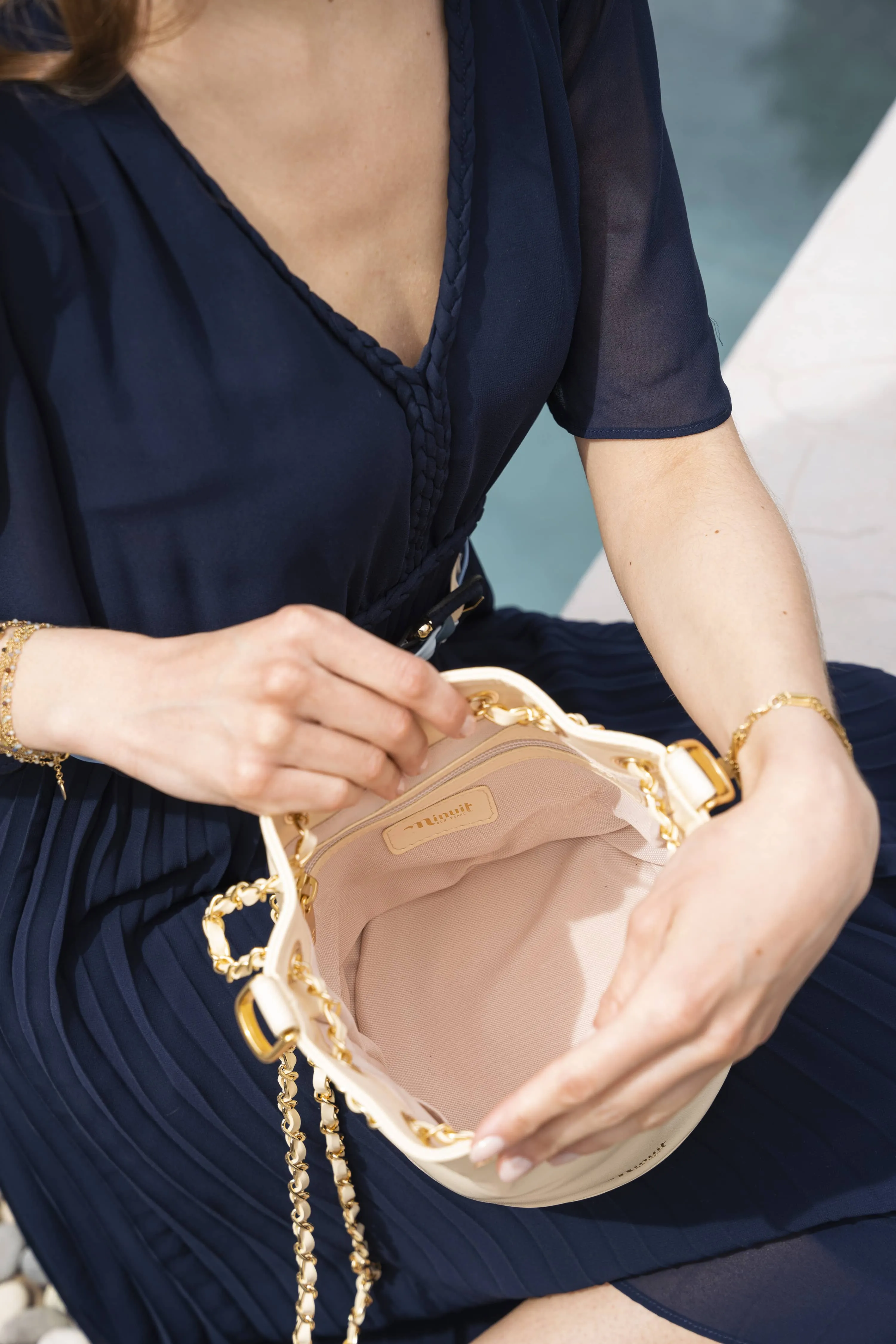 Hera Vegan Leather Bucket Bag | Cream