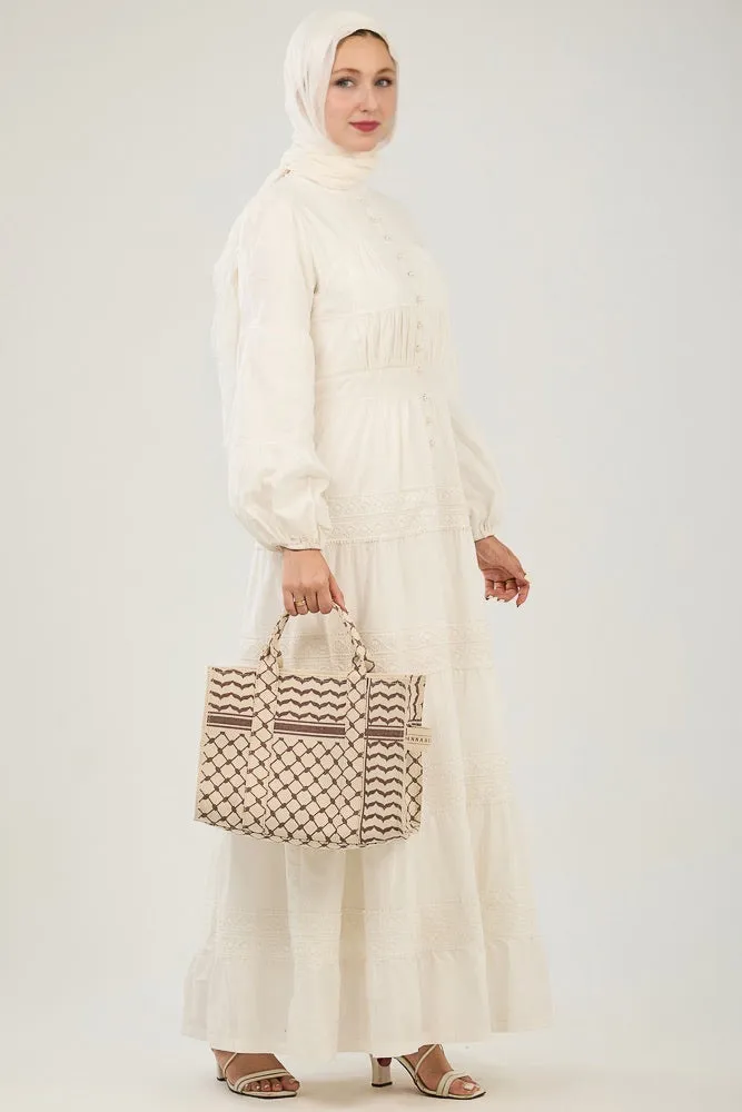 Heritage Charm Canvas Tote - Elegant Medium Size Design