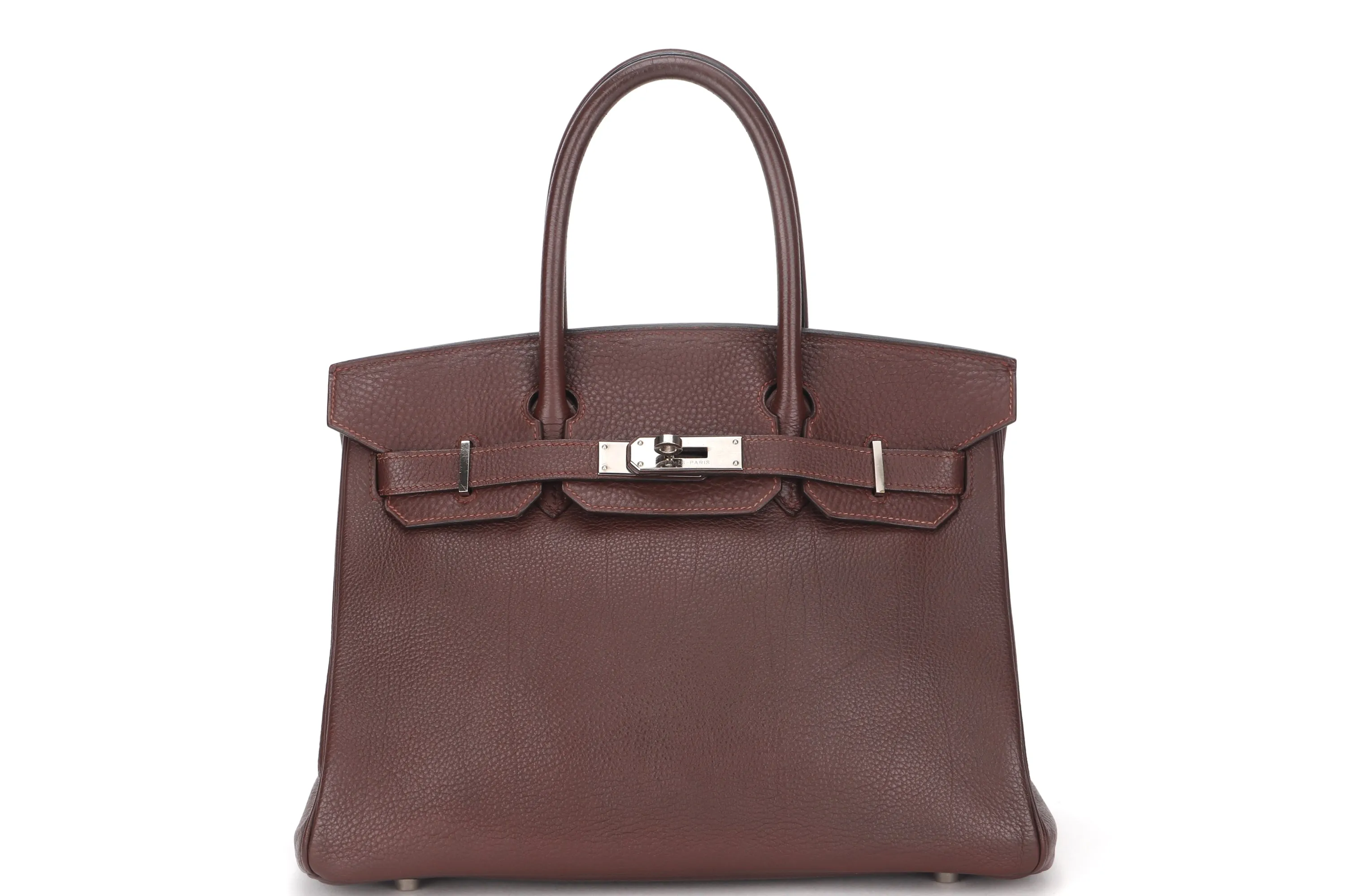 HERMES BIRKIN 30 (STAMP C SQUARE) BRULEE TOGO LEATHER SILVER HARDWARE, WITH KEY & LOCK, NO DUST COVER & BOX