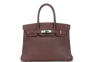 HERMES BIRKIN 30 (STAMP C SQUARE) BRULEE TOGO LEATHER SILVER HARDWARE, WITH KEY & LOCK, NO DUST COVER & BOX