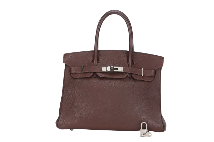 HERMES BIRKIN 30 (STAMP C SQUARE) BRULEE TOGO LEATHER SILVER HARDWARE, WITH KEY & LOCK, NO DUST COVER & BOX