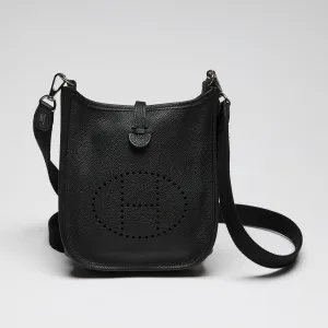 Hermes Black Epsom Leather TPM Evelyne Handbag
