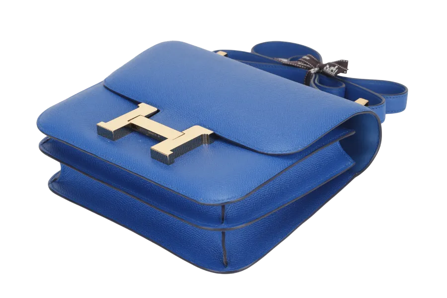 HERMES CONSTANCE 24 (STAMP C (2018) BLUE ZELLIGE EPSOM LEATHER GOLD HARDWARE, WITH DUST COVER & BOX