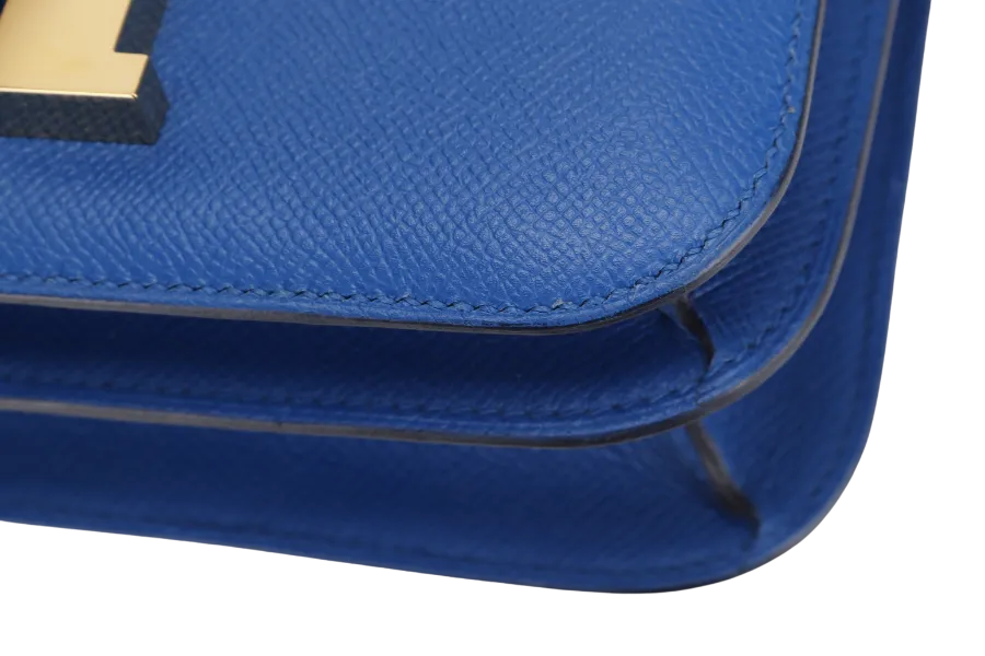 HERMES CONSTANCE 24 (STAMP C (2018) BLUE ZELLIGE EPSOM LEATHER GOLD HARDWARE, WITH DUST COVER & BOX