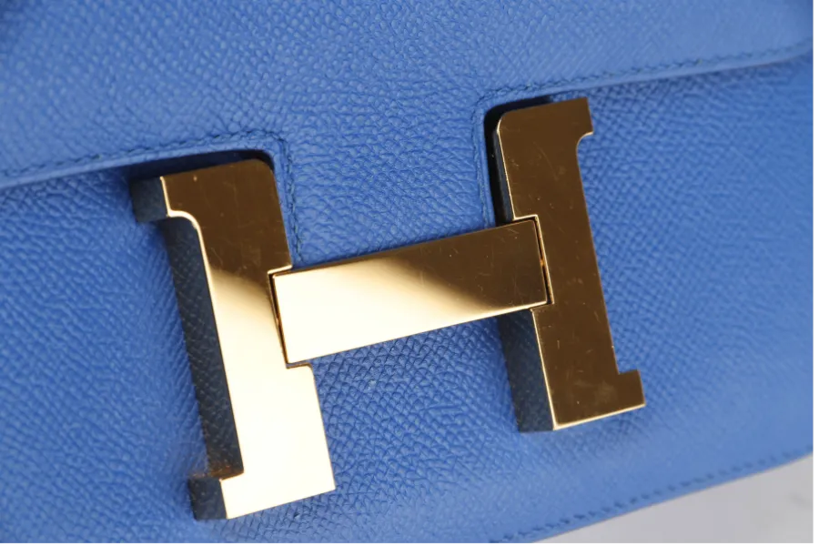 HERMES CONSTANCE 24 (STAMP C (2018) BLUE ZELLIGE EPSOM LEATHER GOLD HARDWARE, WITH DUST COVER & BOX