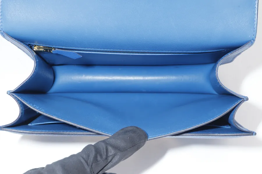 HERMES CONSTANCE 24 (STAMP C (2018) BLUE ZELLIGE EPSOM LEATHER GOLD HARDWARE, WITH DUST COVER & BOX