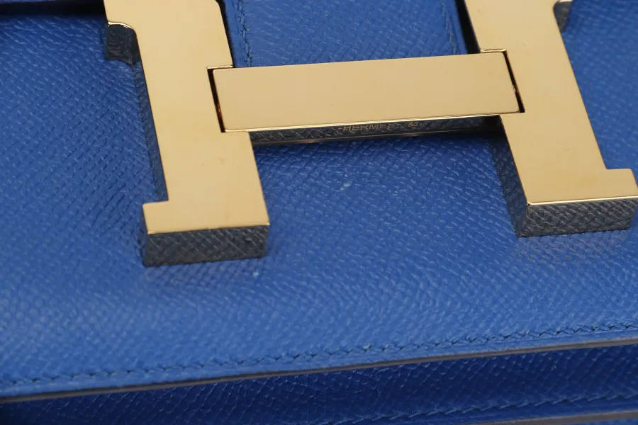 HERMES CONSTANCE 24 (STAMP C (2018) BLUE ZELLIGE EPSOM LEATHER GOLD HARDWARE, WITH DUST COVER & BOX