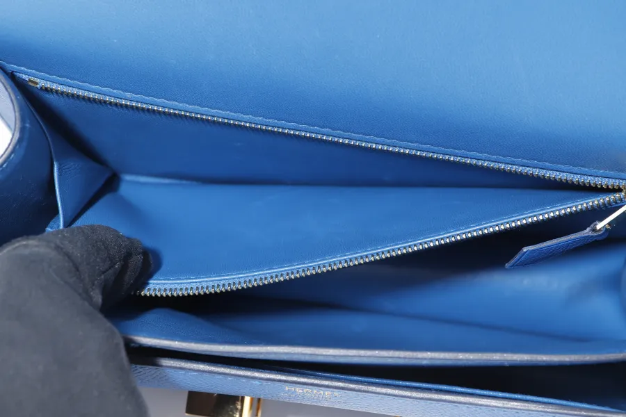 HERMES CONSTANCE 24 (STAMP C (2018) BLUE ZELLIGE EPSOM LEATHER GOLD HARDWARE, WITH DUST COVER & BOX
