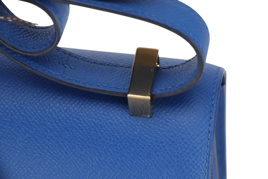 HERMES CONSTANCE 24 (STAMP C (2018) BLUE ZELLIGE EPSOM LEATHER GOLD HARDWARE, WITH DUST COVER & BOX