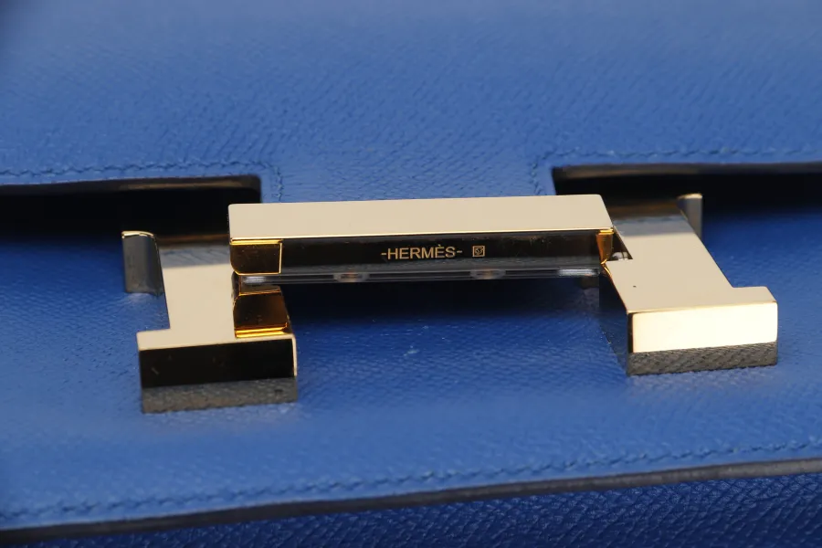 HERMES CONSTANCE 24 (STAMP C (2018) BLUE ZELLIGE EPSOM LEATHER GOLD HARDWARE, WITH DUST COVER & BOX