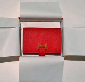 Hermès  Bearn Mini Wallet in Casaque Red Epsom Calfskin