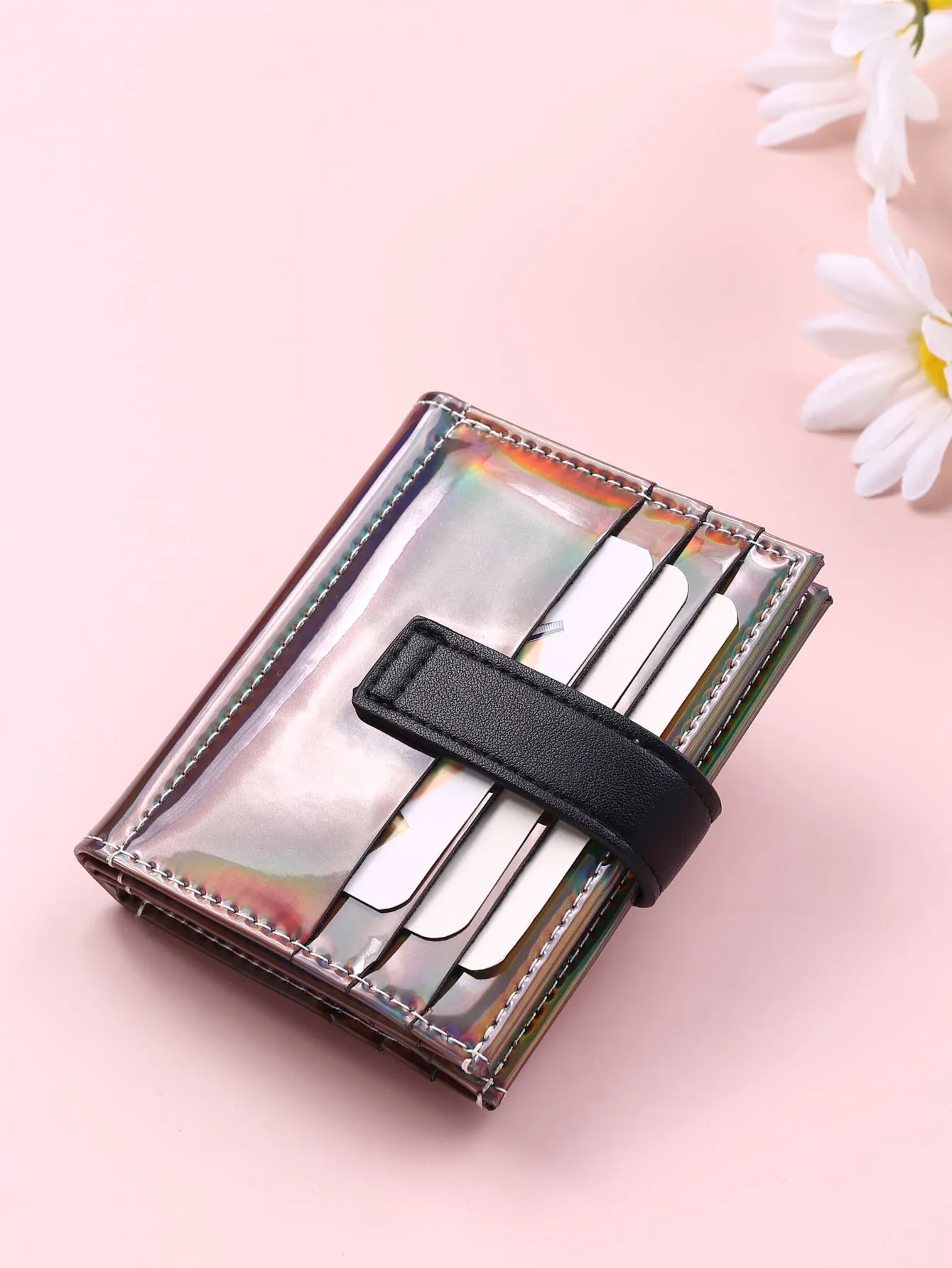 Holographic Buttoned Wallet - Multicolor