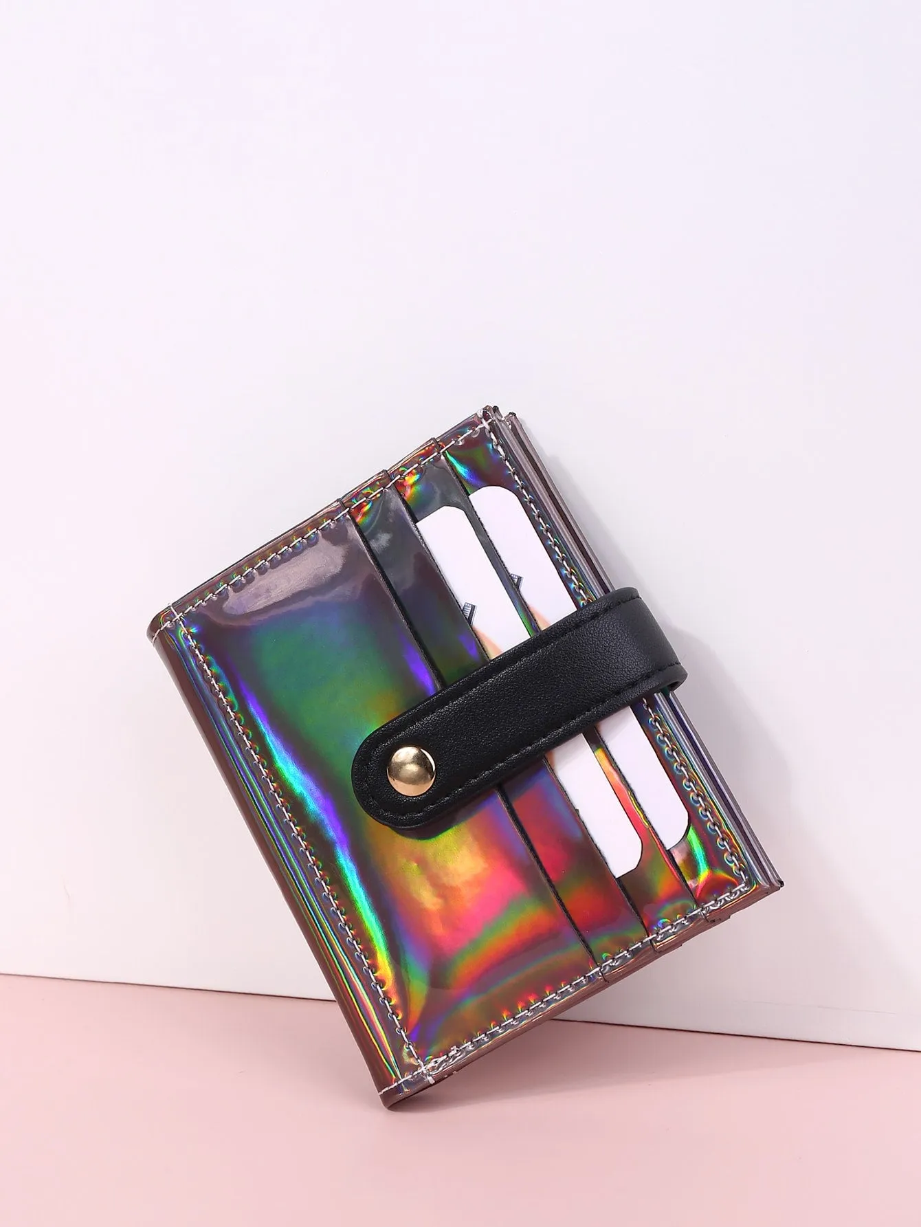 Holographic Buttoned Wallet - Multicolor