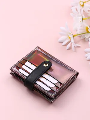 Holographic Buttoned Wallet - Multicolor