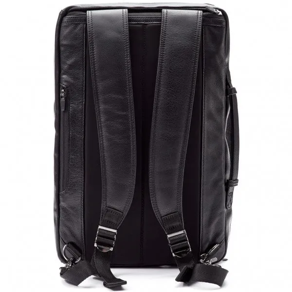 Hook and Albert Men's Leather 3 Way Multipurpose Bag, Black