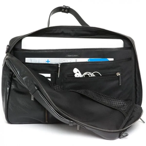 Hook and Albert Men's Leather 3 Way Multipurpose Bag, Black