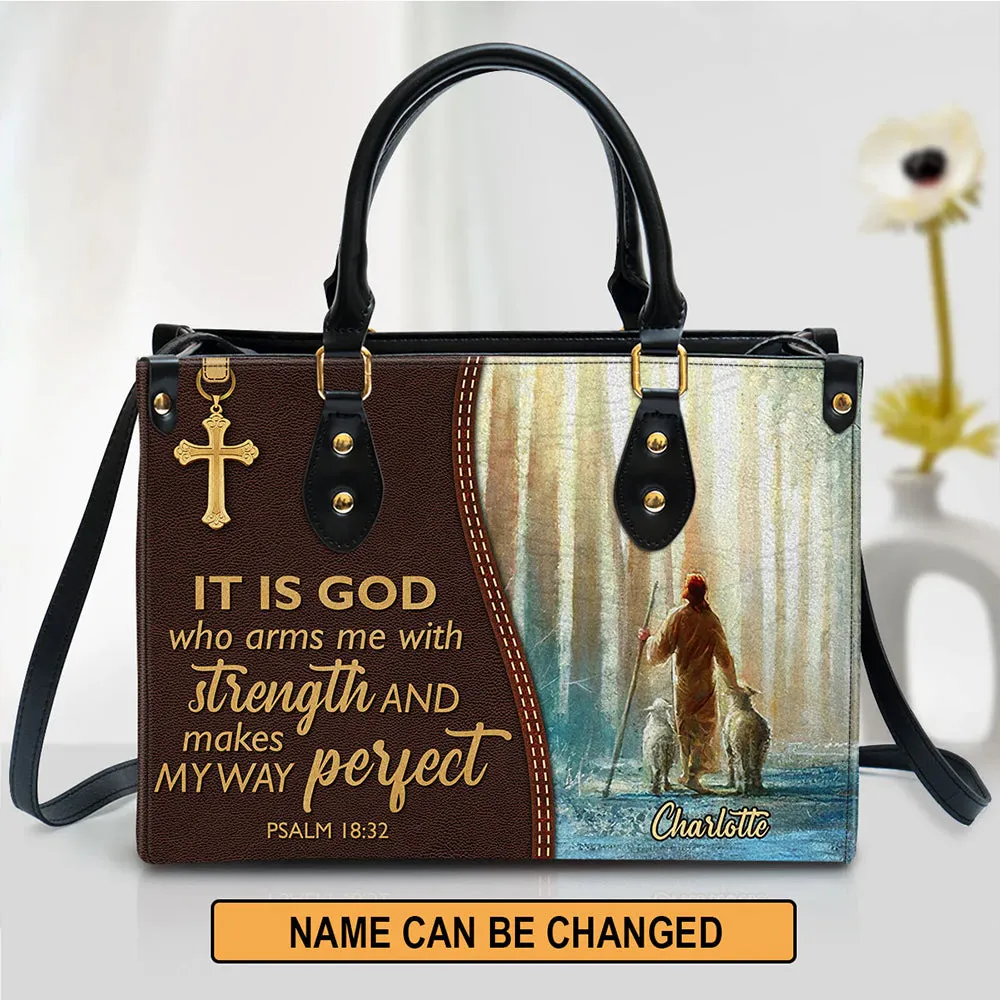 HPSP Checkbook Cover, PU Card Bag, Personalized Christian Large Leather Tote Bag, It Is God Who Arms