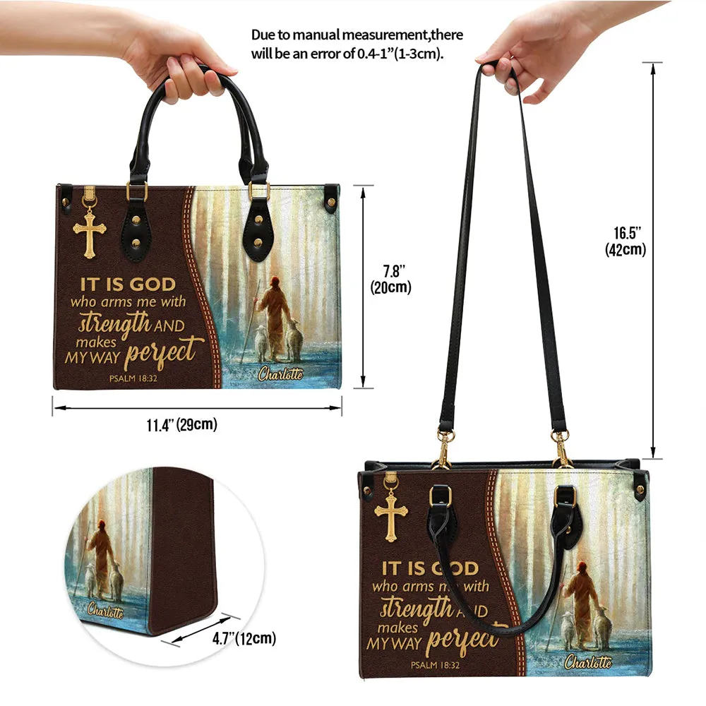 HPSP Checkbook Cover, PU Card Bag, Personalized Christian Large Leather Tote Bag, It Is God Who Arms