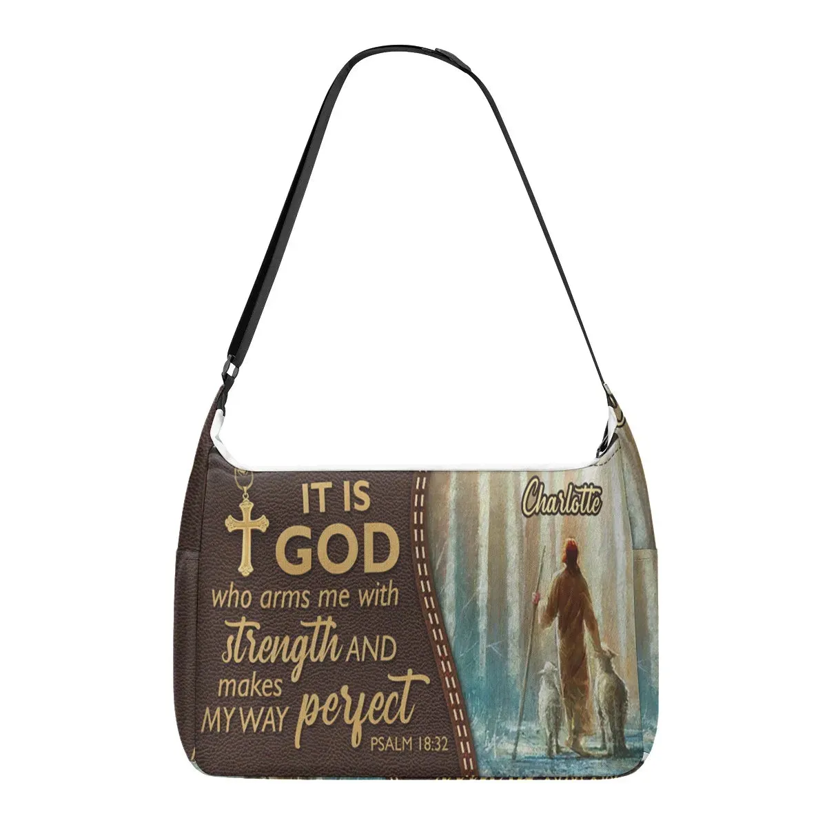 HPSP Checkbook Cover, PU Card Bag, Personalized Christian Large Leather Tote Bag, It Is God Who Arms