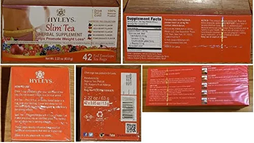 Hyleys Slim Tea 42 Ct Assorted - Weight Loss Herbal Supplement Cleanse and Detox - 42 Tea Bags (1 Pack)