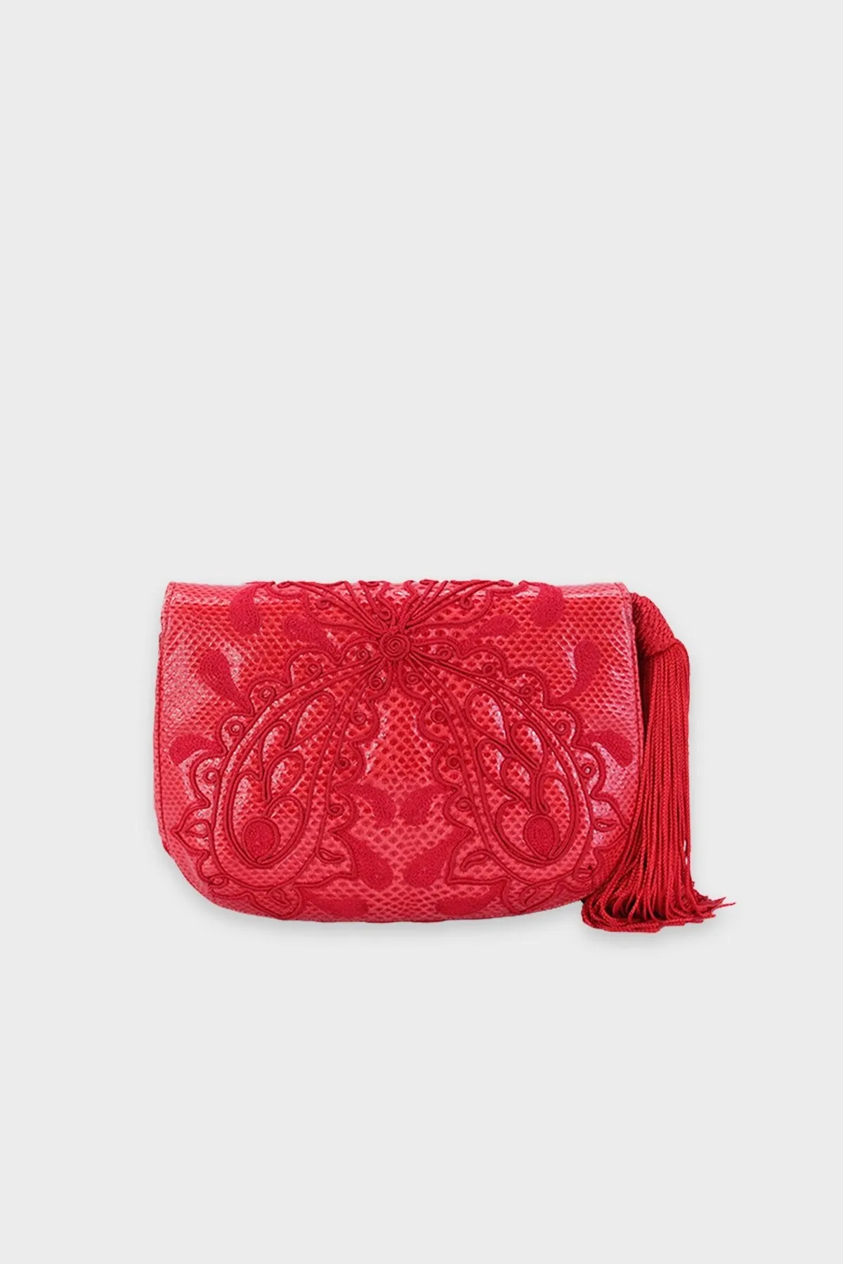 Judith Leiber Red Lizard Crossbody Handbag