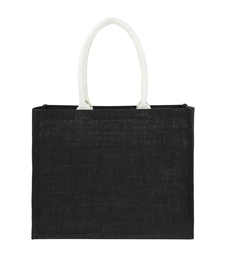 Jute Hessian Grocery Shopping Bag Full Black
