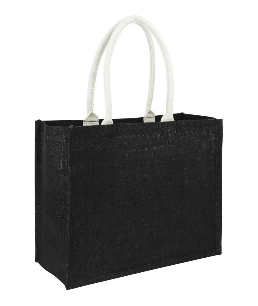 Jute Hessian Grocery Shopping Bag Full Black