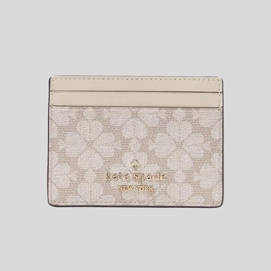 KATE SPADE Signature Spade Flower Small Slim Card Holder Dark Beige Multi RS-KI371