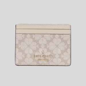 KATE SPADE Signature Spade Flower Small Slim Card Holder Dark Beige Multi RS-KI371