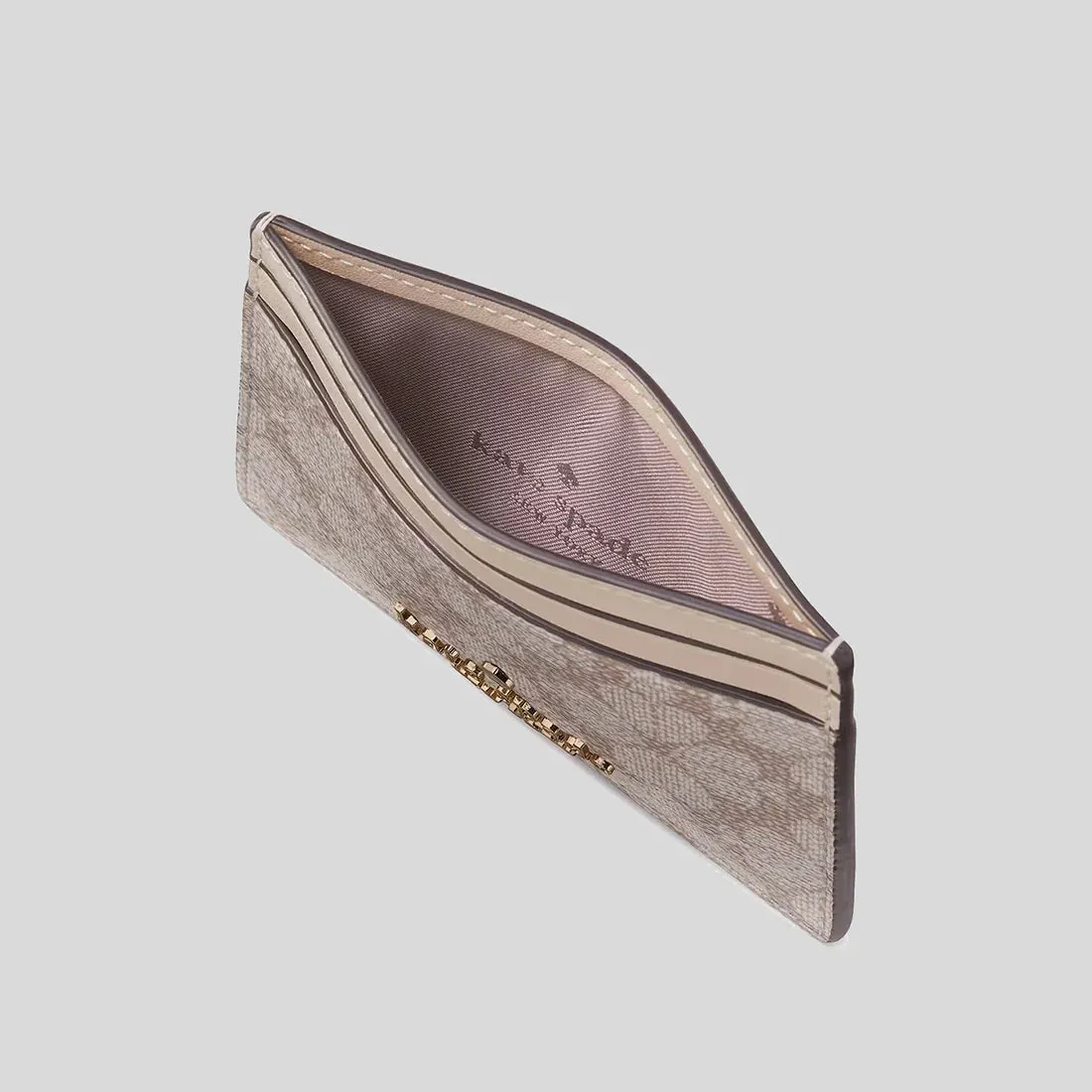 KATE SPADE Signature Spade Flower Small Slim Card Holder Dark Beige Multi RS-KI371
