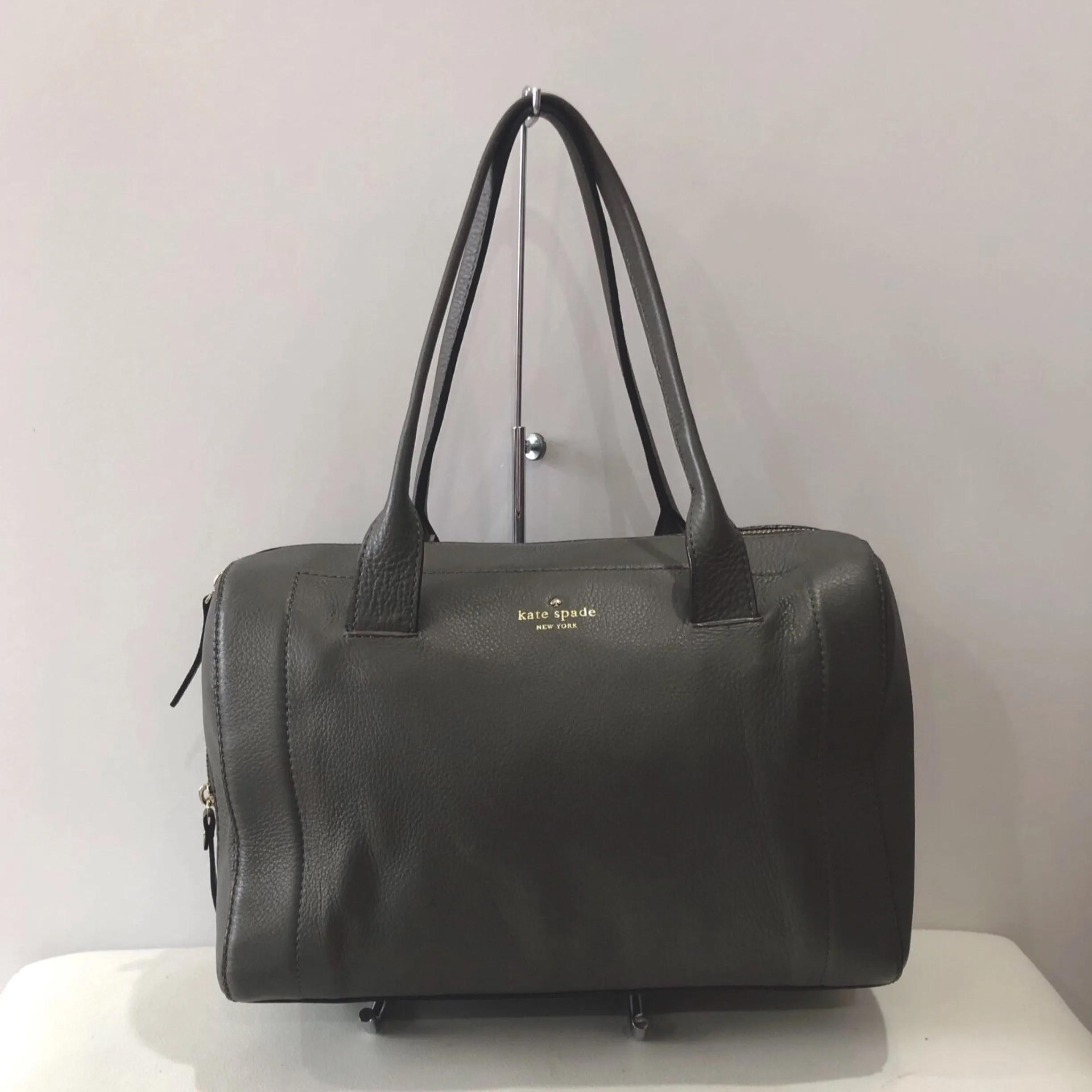 KATE SPADE Vintage Medium Gray Pebbled Leather Satchel w/ Original Dustbag