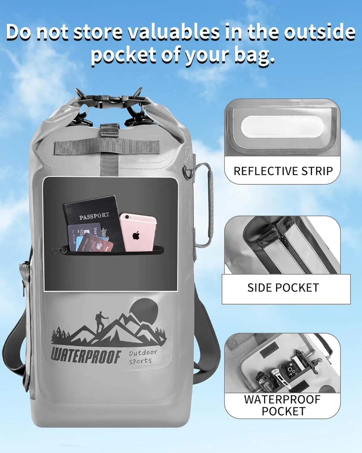 Kayak Dry Bag Backpack, Waterproof Backpack for Men, 20L/30L/40L